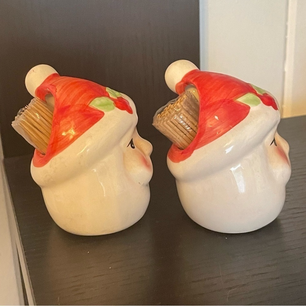 LAST CHANCE Set of 2 Santa Claus Toothpick Holders Christmas Party Decor Holiday - Picture 3 of 9